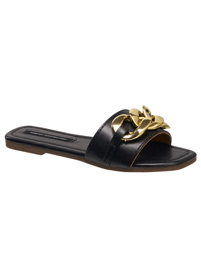 Lawrence Chain Flat Sandal Black | French Connection US